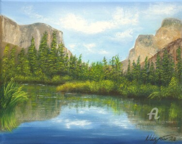 Painting titled "National park Yosem…" by Ludmilla Ukrow, Original Artwork, Oil