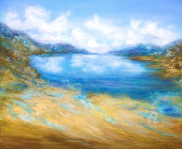Картина под названием "Gold seascape" - Ludmilla Ukrow, Подлинное произведение искусства, Масло