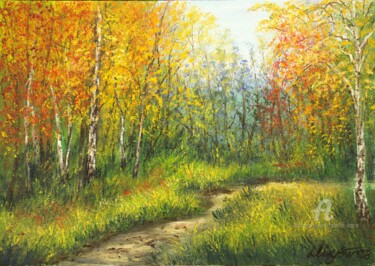 Painting titled "Autumn mood 3" by Ludmilla Ukrow, Original Artwork, Oil