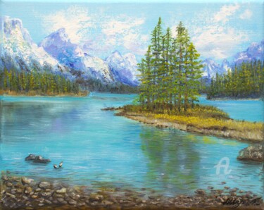 Painting titled "Canadian landscape…" by Ludmilla Ukrow, Original Artwork, Oil