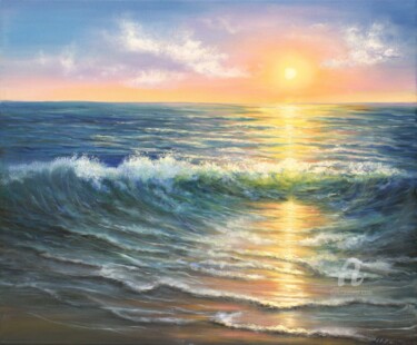 Malarstwo zatytułowany „Ocean mood” autorstwa Ludmilla Ukrow, Oryginalna praca, Olej