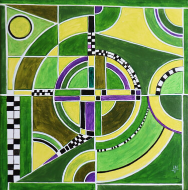 Malerei mit dem Titel "Kreise der grünen E…" von Ludmilla Wingelmaier, Original-Kunstwerk, Acryl Auf Keilrahmen aus Holz mon…