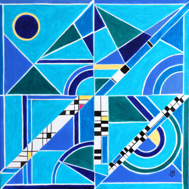Malerei mit dem Titel "Kreise der blauen E…" von Ludmilla Wingelmaier, Original-Kunstwerk, Acryl Auf Keilrahmen aus Holz mon…
