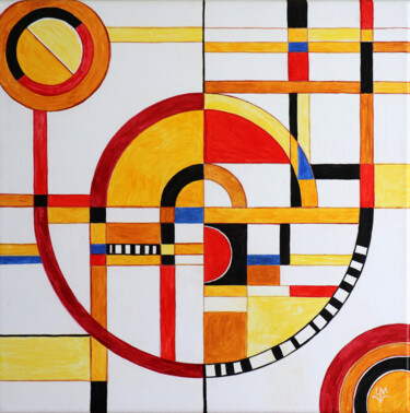Malerei mit dem Titel "Gelbe Energie-Kreise" von Ludmilla Wingelmaier, Original-Kunstwerk, Acryl Auf Keilrahmen aus Holz mon…
