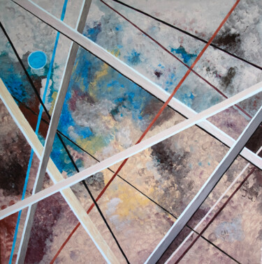 Malerei mit dem Titel "Geometrische Kompos…" von Ludmilla Wingelmaier, Original-Kunstwerk, Acryl Auf Keilrahmen aus Holz mon…