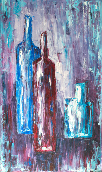 Pittura intitolato "Bottles" da Ludmilla Karpenko, Opera d'arte originale, Olio