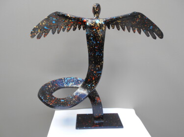 Sculpture titled "L'ange immortel" by Ludo, Original Artwork, Metals