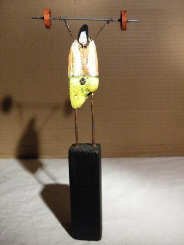 Sculpture intitulée "l'haltérophile" par Ludo- Creation, Œuvre d'art originale