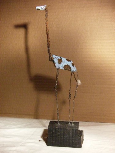Sculpture intitulée "la girafe bleue" par Ludo- Creation, Œuvre d'art originale