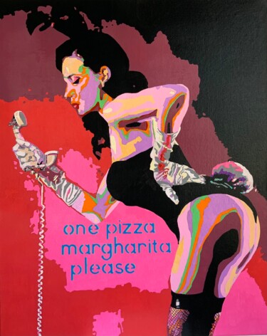 Painting titled "One pizza, please" by Ludo Knaepkens, Original Artwork, Acrylic
