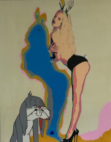 Painting titled "Bunny Love" by Ludo Knaepkens, Original Artwork, Acrylic