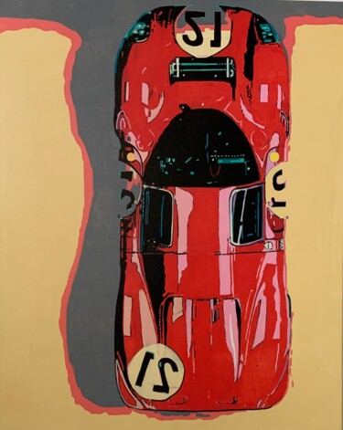 Painting titled "Ferrari (Le Mans 19…" by Ludo Knaepkens, Original Artwork, Acrylic