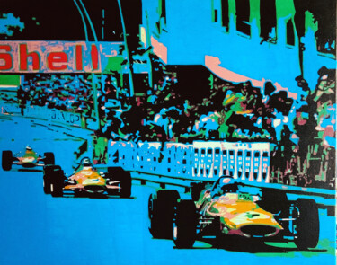 Painting titled "Racing in 1970" by Ludo Knaepkens, Original Artwork, Acrylic