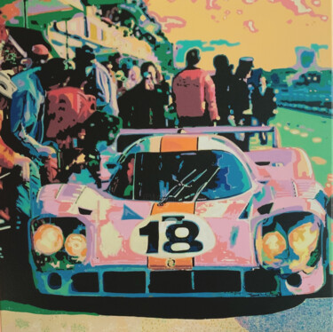 Painting titled "Pitstop 24h Le Mans…" by Ludo Knaepkens, Original Artwork, Acrylic