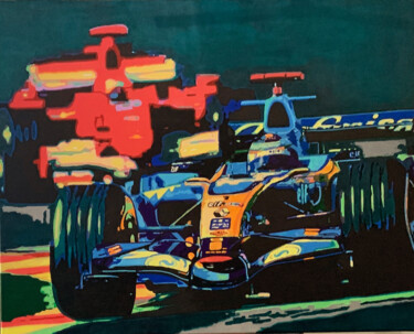 Malerei mit dem Titel "F1 Fernando Alonso" von Ludo Knaepkens, Original-Kunstwerk, Acryl