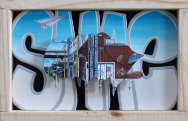 绘画 标题为“"Throwup3"” 由Ludo Lassalle, 原创艺术品, 丙烯 安装在木板上
