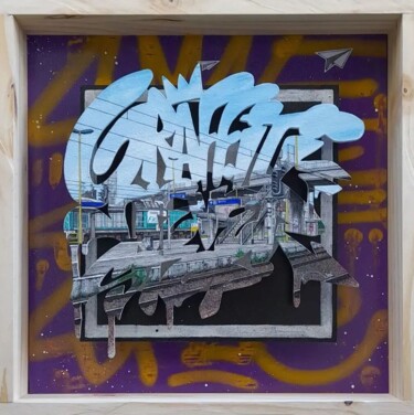 Schilderij getiteld ""Graffiti never sto…" door Ludo Lassalle, Origineel Kunstwerk, Acryl Gemonteerd op Frame voor houten br…