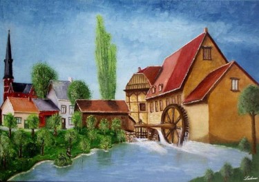 Painting titled "The mill" by Ludovic Van Begin, Original Artwork