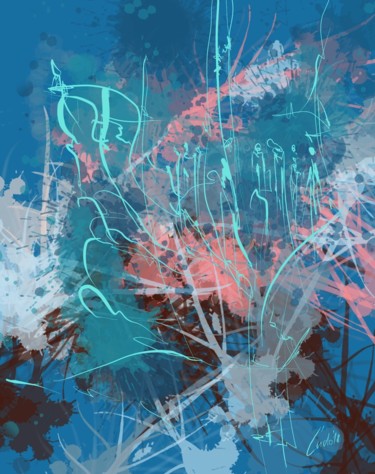 数字艺术 标题为“The world of blue t…” 由Ludo Sevcik, 原创艺术品, 数字油画