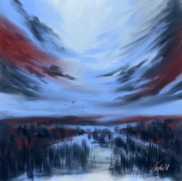 Digital Arts titled "blue-and-red" by Ludo Sevcik, Original Artwork, Digital Painting