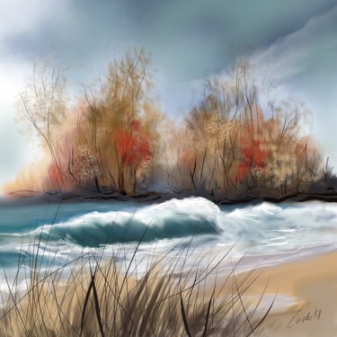 Arte digital titulada "sea-autumn" por Ludo Sevcik, Obra de arte original, Pintura Digital