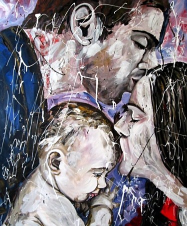 Painting titled "wonder-threesome" by Ludo Sevcik, Original Artwork, Acrylic