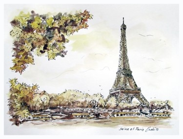 Disegno intitolato "Seine-et-Paris" da Ludo Sevcik, Opera d'arte originale, Inchiostro