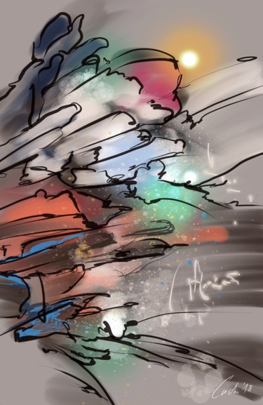 Цифровое искусство под названием "sunset-abstract" - Ludo Sevcik, Подлинное произведение искусства, Цифровая живопись