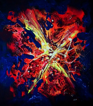 Painting titled "eruption" by Ludo Sevcik, Original Artwork, Acrylic