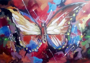 Painting titled "butterfly-acrylic20…" by Ludo Sevcik, Original Artwork, Acrylic