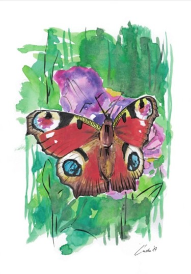 Картина под названием "butterfly-5.jpg" - Ludo Sevcik, Подлинное произведение искусства, Чернила