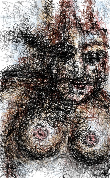 Arts numériques intitulée "woman in black" par Ludo Sevcik, Œuvre d'art originale, Peinture numérique