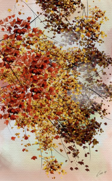 Digitale Kunst mit dem Titel "It used to be autumn" von Ludo Sevcik, Original-Kunstwerk, Digitale Malerei