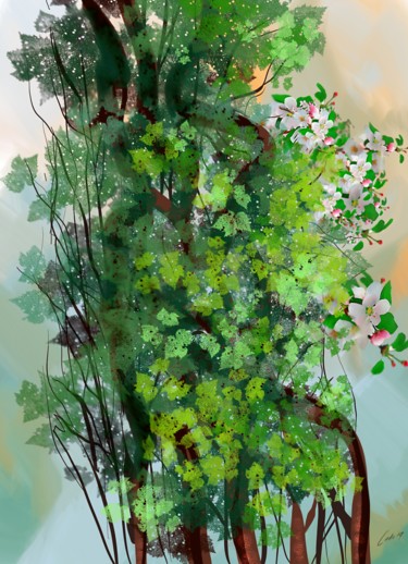 Digital Arts titled "April Spring" by Ludo Sevcik, Original Artwork, Digital Painting