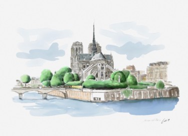 Digital Arts titled "seine-at-paris2.jpg" by Ludo Sevcik, Original Artwork, Digital Painting