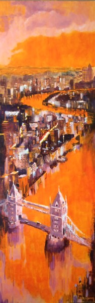 Peinture intitulée "Tower Bridge" par Ludovic Barbaray, Œuvre d'art originale, Huile