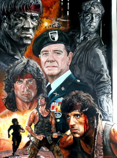 Painting titled "Rambo tribute" by Ludovic Dubreuil (Kares), Original Artwork, Acrylic