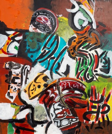 Картина под названием "Récits" - Ludovic Grosset, Подлинное произведение искусства, Акрил Установлен на Деревянная панель