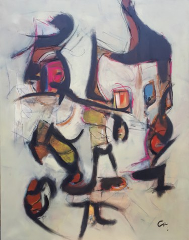 Painting titled "Danse vibratoire" by Ludovic Grosset, Original Artwork, Acrylic Mounted on Wood Stretcher frame