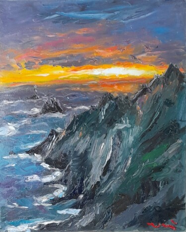 「Pointe du raz, Bret…」というタイトルの絵画 Ludovic Labbéによって, オリジナルのアートワーク, オイル