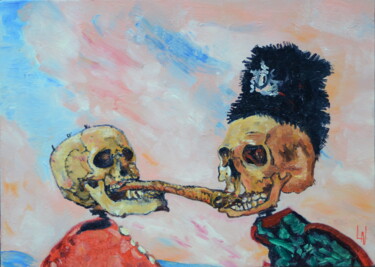 Peinture intitulée "Squelettes se dispu…" par Ludovic Lan, Œuvre d'art originale, Huile