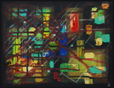 Painting titled "Vitraux 1" by Ludovic Lan, Original Artwork, Oil