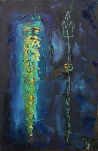 Painting titled "Neptune" by Ludovic Lan, Original Artwork, Oil