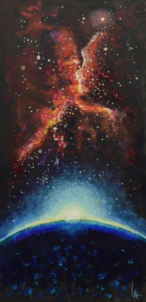 Peinture intitulée "Paysage cosmique" par Ludovic Lan, Œuvre d'art originale, Huile