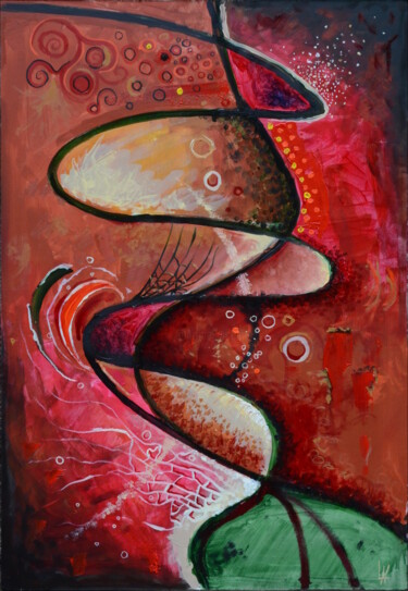 Painting titled "Composition organiq…" by Ludovic Lan, Original Artwork, Oil