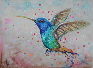 Painting titled "Colibri" by Ludovic Lan, Original Artwork, Acrylic