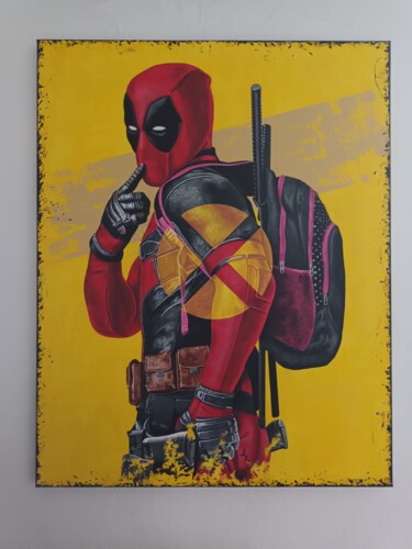 Painting titled "Deadpool art" by Ludovic Lanos, Original Artwork, Acrylic Mounted on Wood Stretcher frame