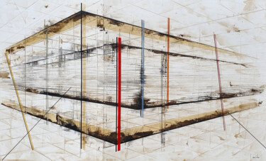 Malarstwo zatytułowany „REBUILD” autorstwa Ludovic Mercher, Oryginalna praca, Akryl Zamontowany na Drewniana rama noszy