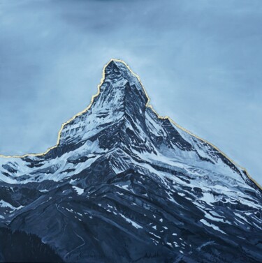 Peinture intitulée "Cervin Matterhorn Or" par Ludovic Perrenoud, Œuvre d'art originale, Huile