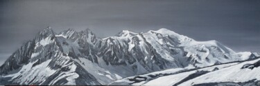 Painting titled "Panorama du Mont-Bl…" by Ludovic Perrenoud, Original Artwork, Oil